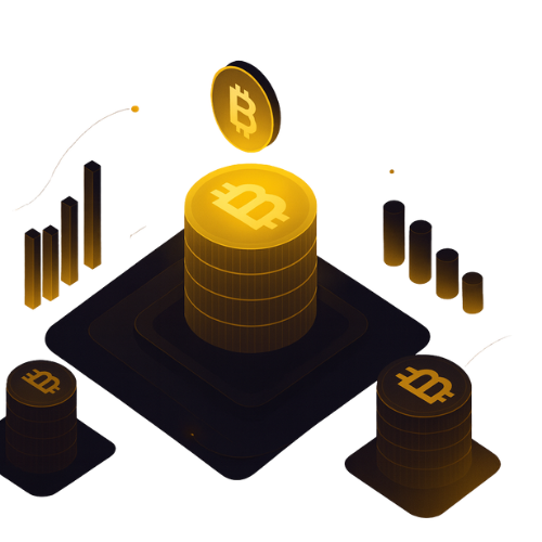 Golden bitcoin close-up